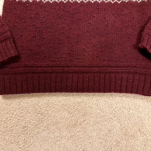 ABERCROMBIE & FITCH Hand Knit Sweater Men’s Large 100% Wool Fair Isle Moose - Picture 3 of 9